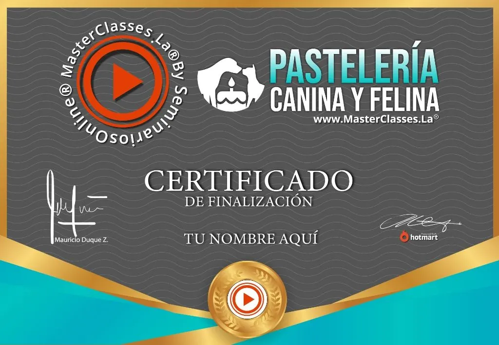 Certificado de pastelería canina y felina