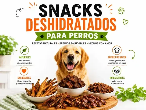 Premios deshidratados para perros elaborados con carnes, vísceras y otros ingredientes naturales.